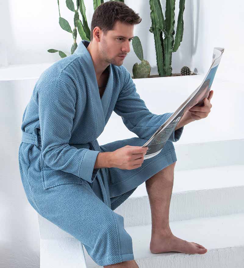 Men's Organic Turkish Cotton Terry Kimono Robe | Terry Cloth Bathrobe - R4T$ Clothing