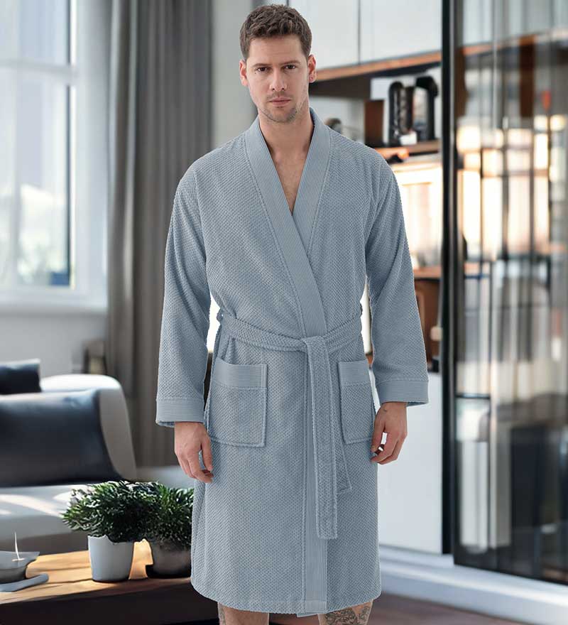 Men's Organic Turkish Cotton Terry Kimono Robe | Terry Cloth Bathrobe - R4T$ Clothing