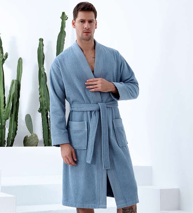 Men's Organic Turkish Cotton Terry Kimono Robe | Terry Cloth Bathrobe - R4T$ Clothing