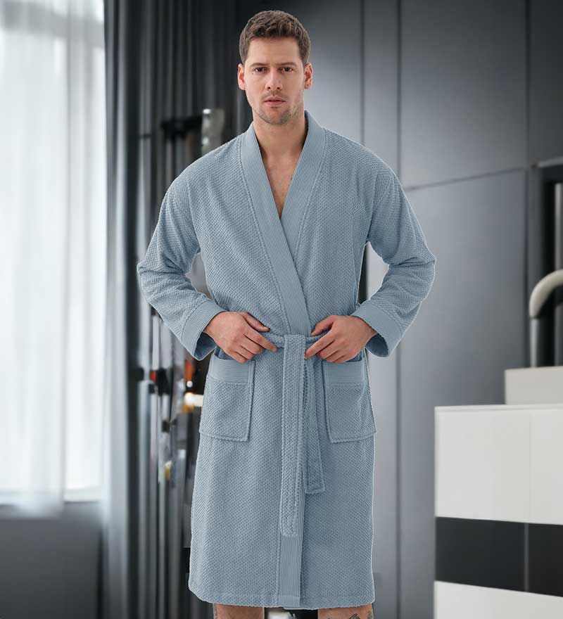 Men's Organic Turkish Cotton Terry Kimono Robe | Terry Cloth Bathrobe - R4T$ Clothing