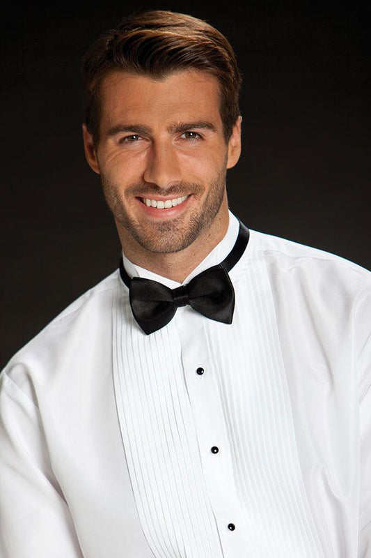 "Aldo" White Pleated Wingtip Tuxedo Shirt - R4T$ Clothing