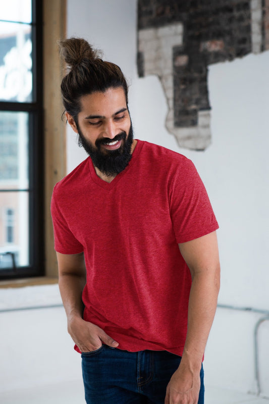 Unisex Eco - Triblend Short Sleeve V - Neck Tee - R4T$ Clothing